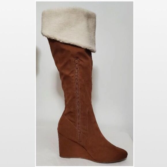 New Tall Brown Wedge Boots Size 11 - Picture 7 of 16